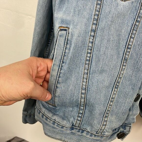 CALVIN KLEIN Men's Denim Trucker Jean Jacket Light Wash Button Front -Size Large - Picture 8 of 13